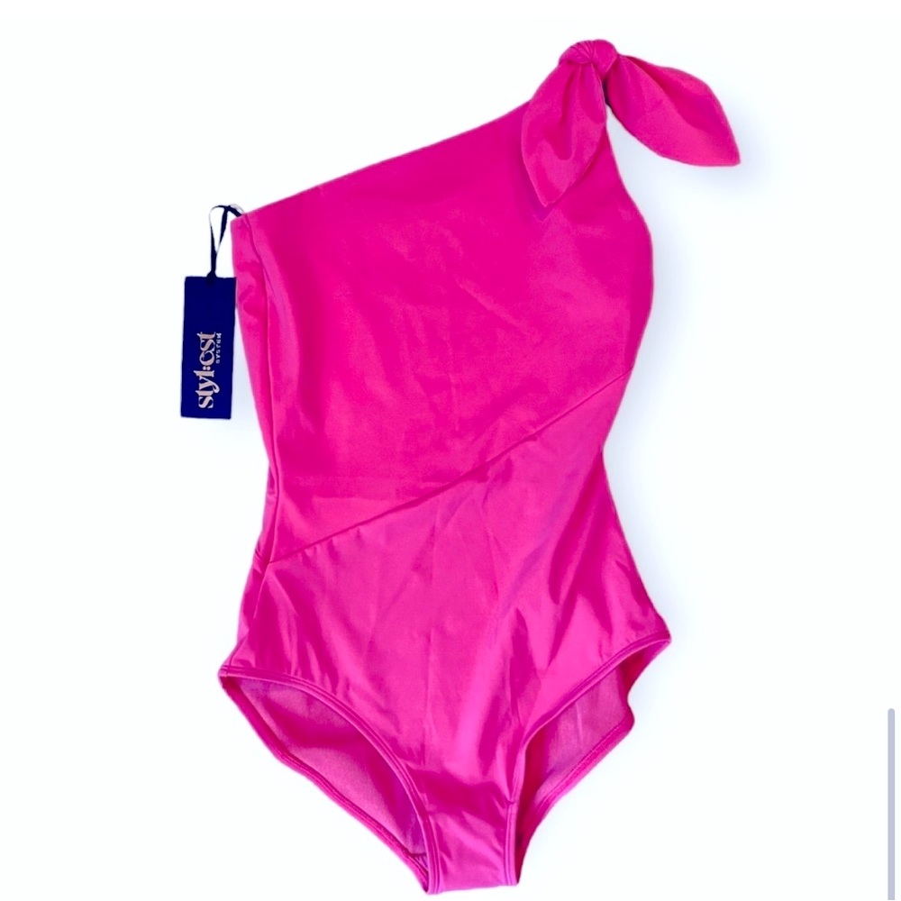Stylest System One Shoulder Ultra Pink One Piece Swimsuit Sz S